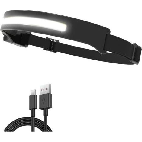 Stirnlampe – USB-aufladbar – Sensor-Stirnlampe – Tragbar – Ideal zum Joggen, Wandern, Campen und Skifahren – Schwarz (1/4)