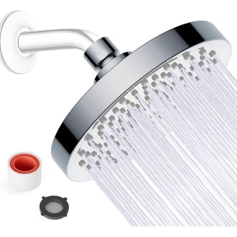 Pommeau de douche extérieur , pommeau de douche à effet pluie haute pression , pommeau de douche 15 cm avec buse en silicone autonettoyante , pommeau de douche anticalcaire (1/5)