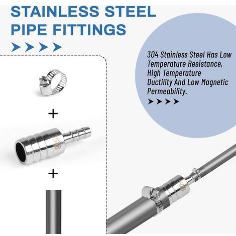 LALAGO 6 pièces Adaptateur en Acier Inoxydable 304 19mm à 8mm pour Tuyau Réducteur, Réducteurs de Raccords Cannelés Droits, Raccord Intercooler pour Liquide de Refroidissement, pour L'eau, L'air (1/4)