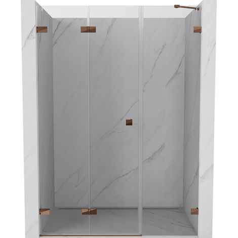 Mexen Lunar-F porte doccia pieghevoli sinistre 135 cm, trasparenti, oro rosa - 836S-135-050-60-00-L (1/5)