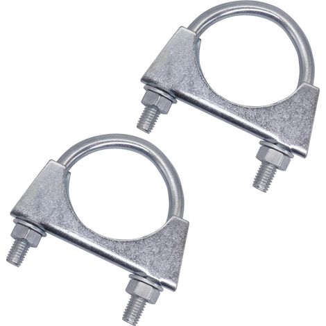 2 pièces Colliers de serrage pour tuyaux de 48 mm de diamètre, colliers de serrage en U, supports de tuyaux zingués (1/5)