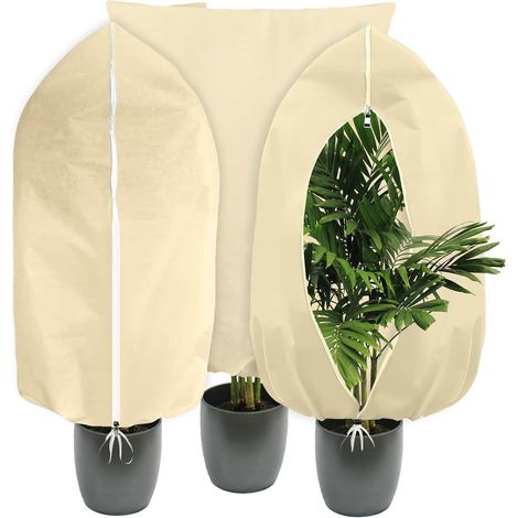 Lot de 3 housses d'hivernage pour plantes 80 x 100 cm, respirantes, indéchirables et réutilisables, avec zip (1/5)