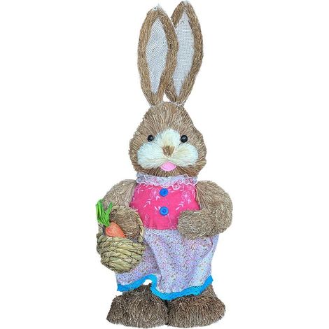 Coniglietta rabbit in paglia rafia alto 60 cm per decorazioni