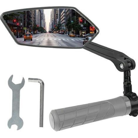 Rétroviseur vélo gauche, Rétroviseur Trottinette Électrique HD Réglable 360°, Adaptable pour Guidons de 20 à 24 mm (1/5)