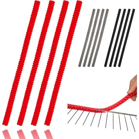 4 protezioni per griglie da forno, in silicone resistente al calore, accessori da cucina, lunghe 35 cm (rosse) (1/5)