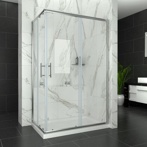 ELEGANT Shower Door Corner Entry Shower Cabin 6mm Tempered Glass Shower Enclosure 1200 x 700 mm