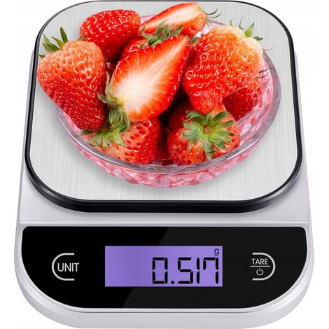 BÁSCULA DE COCINA DE 1G A 5KG CON BOTONES TÁCTILES, TEMPORIZADOR ELECTRÓNICO Y TERMÓMETRO