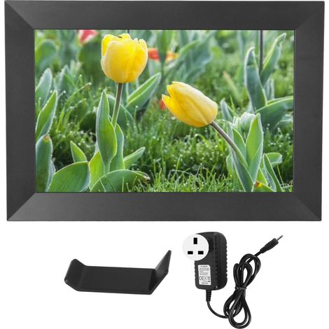 Digitaler Bilderrahmen (10,1 Zoll) mit WLAN, IPS-Touchscreen, 16 GB Speicher, Schwerkraftsensor, Wandmontage möglich, Schwarz, UK-Stecker