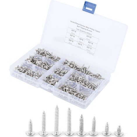 M3-Blechschrauben aus vernickeltem Kohlenstoffstahl – 400-teiliges Set für präzise Montage (1/5)