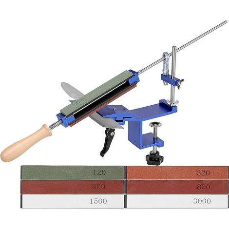 Kit per affilare coltelli QWORK® Festwinkel - Sistema di affilatura rapida con 6 pietre abrasive (da 120 a 3000) (1/5)