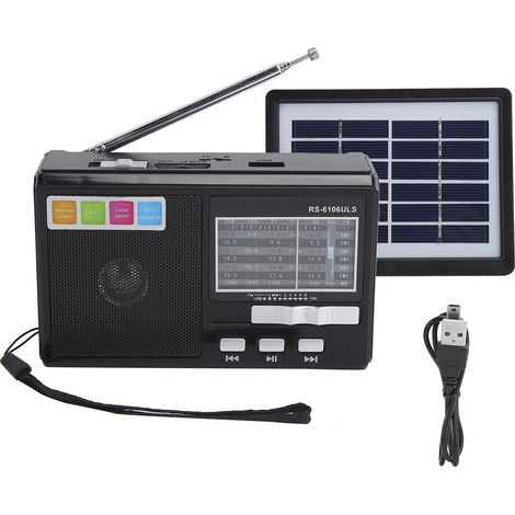 Radio Solaire Portable avec Lampe LED d'Urgence et Prise USB pour Clé USB (1/5)