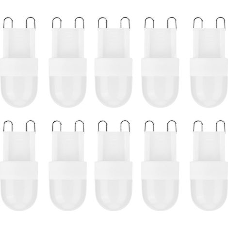 Lot de 10 ampoules LED G9 de 1,5 W à deux broches pour la maison, la chambre, le bureau, les lustres, les plafonniers et les appliques murales (220 V).