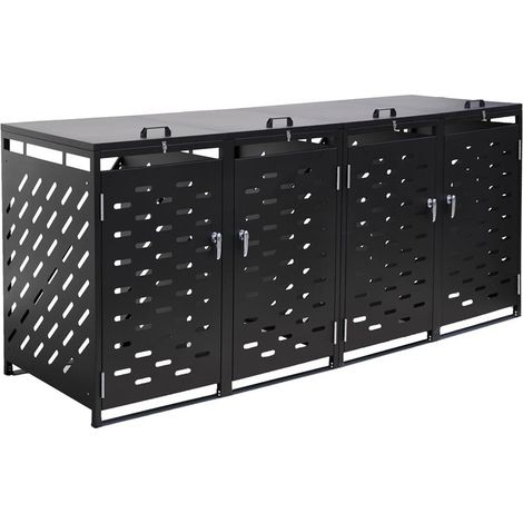 Mülltonnenbox Müllbox Mülltonnenverkleidung 4 Türen Box Anthrazit mit Deckel (1/5)