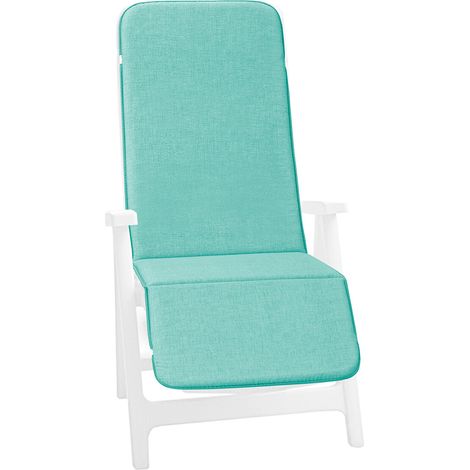 Coussin de Chaise Jardin Housse de Fauteuil Lit de Plage Pliant Doux Couleur Pastel Unie - Turquoise
