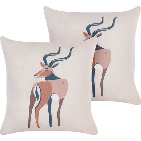 Dekokissen 2er Set ABAL 45 x 45 cm Beige Tiermuster