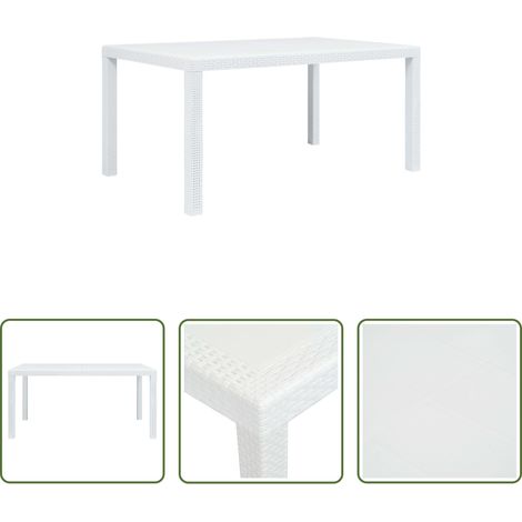 Rattanoptik - Gartentisch Weiß 150x90x72 cm Kunststoff Rattan-Optik (1/5)