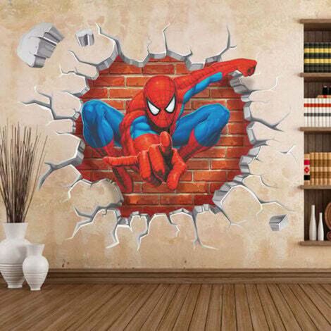 3D-Spiderman-Wandaufkleber, abnehmbare und wasserfeste Dekoration für Kinderzimmer, 1 Wandaufkleber