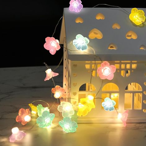 Guirlande fleurs multicolores 2m, 20 LED pour chambre de fille, déco salon et jardin. (1/5)