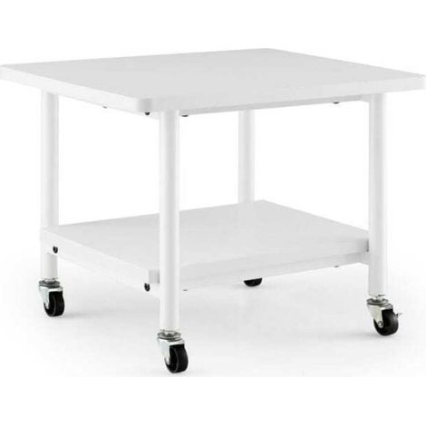 2 Niveaux Meuble Imprimante Roulant Support d'Imprimante sous Bureau avec Roulettes pour Télétravail Blanc (1/5)