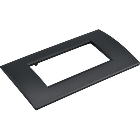 Placca Plastica Quadrata MBL 4 Moduli/Posti Compatibile Bticino Living, 3 Colori Disponibili (Nero)