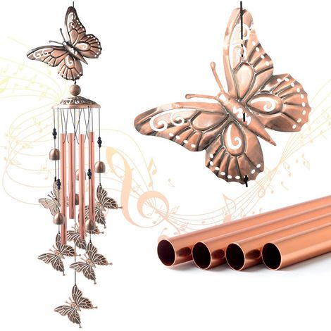Carillon éolien papillon en cuivre, cadeau de jardinage pour maman et grand-mère