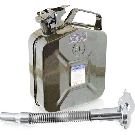 5L Stahl Benzinkanister Kraftstoffkanister Kanister UN Zulassung (5 Liter mit Einfüllstutzen Flexibel) (1/5)