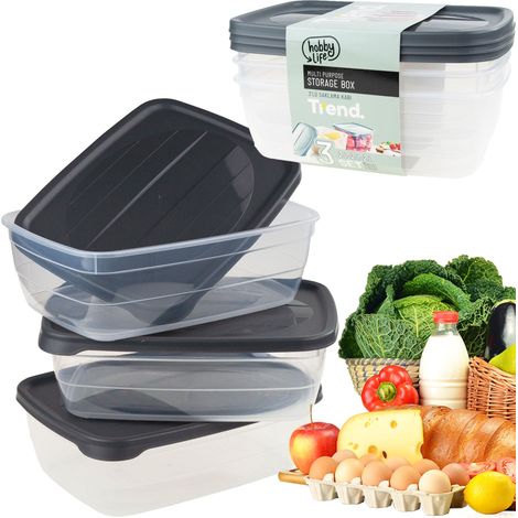 Set di 3 contenitori rettangolari HOB021017 da 2 litri per alimenti (1/5)
