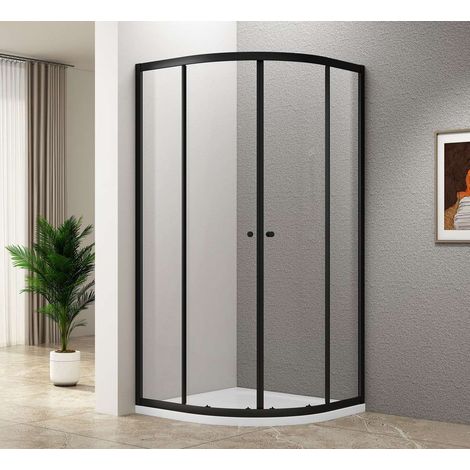 Aqualine Arleta - Cabina doccia semicircolare 90x90 cm, vetro trasparente/nero opaco BLS900 (1/5)