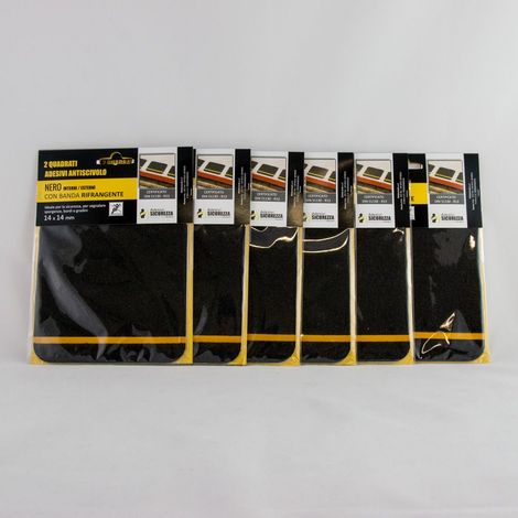 6 pack da 2 quadrati antiscivolo adesivo con banda gialla rifrangente (1/4)