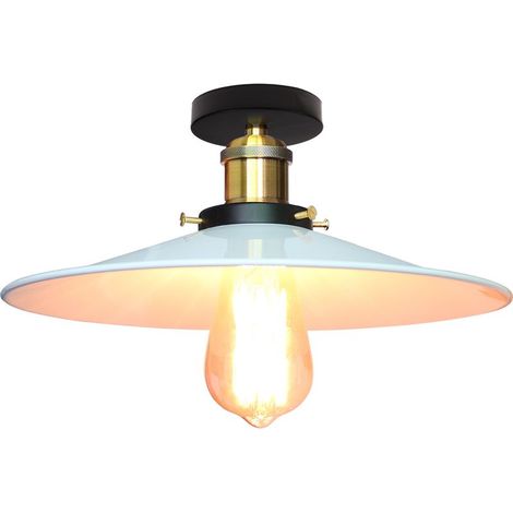 Lampe De Plafond En Métal Antique 26CM Plafonnier Rétro Vintage E27 60W Pour Salon, Salle À Manger, Bar, Cafétéria, Restaurant (Blanc) (1/5)