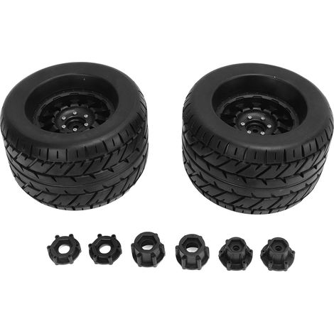 2 pneus en caoutchouc pour camion RC, roues hexagonales avec coupleurs, compatibles Arrma Traxxas HPI Tekno MT410 1/8 Monster Truck, moyeu type B (1/5)