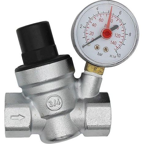 Réducteur de pression d'eau DN20, régulateur de pression d'eau 3/4 pouce avec manomètre (1/4)