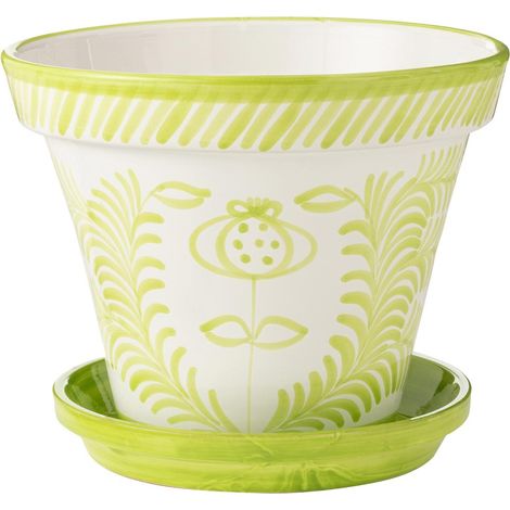 Pot Avec Soucoupe en Céramique "Granada" 35cm Vert