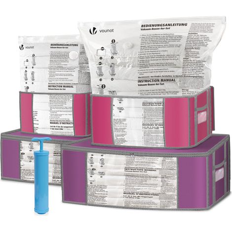VOUNOT® 4 Stück Vakuumbeutel und 4 Stück Aufbewahrungstasche, mit Pumpe