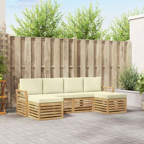 vidaXL Outdoor-Sofagarnitur 6 pcs Weiß und Creme 253 x 122,5 x 73 cm (1/5)