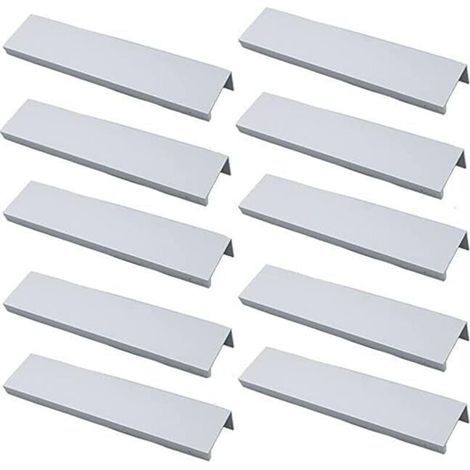 (Bianco) Confezione da 10 maniglie dorate, maniglie per mobili dorate - maniglie invisibili, maniglie per mobili da cucina dorate, maniglie per mobili dorate in lega di alluminio, interasse fori 160 m (1/5)