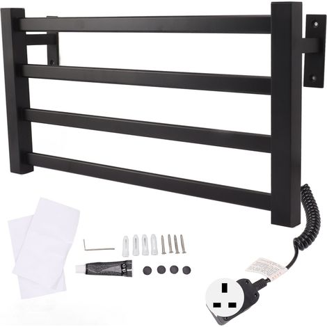 Sèche-serviette électrique mural thermostatique, porte-serviettes chauffant pour salle de bain, 220V avec prise UK, fixation murale (1/5)