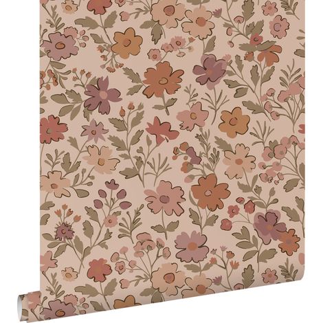 papier peint fleurs rose terracotta - ESTAhome (1/5)