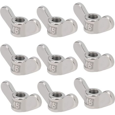 Confezione da 10 dadi a farfalla M8, acciaio inox 304, 8 mm (1/5)