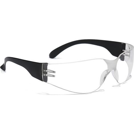 UV-beständige und stoßfeste Kunststoff-Schutzbrille für Outdoor-Sportarten wie Radfahren, transparente Gläser, schwarze Bügel (1/5)