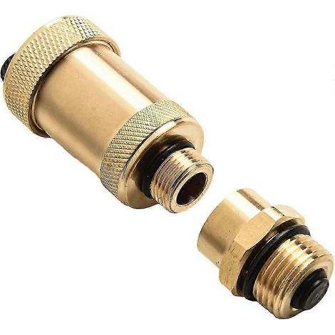 Soupape de purge d'air à dégagement rapide automatique pour systèmes de chauffage, soupape de purge d'air en laiton avec vanne d'arrêt, tailles DN10 3/8 pouces et DN15 1/2 pouces. (1/5)