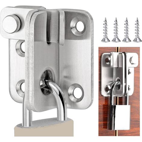 Verrou Porte Coulissante Serrure Volet Loquet Porte Verrou Portail à Bascule Boulon avec Vis pour Porte Fenêtre Placard et Jardin Acier Inoxydable (Noir, Right Open S)