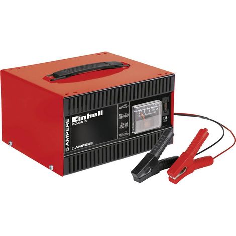 Einhell – Chargeur de batterie moto 12V 5A – Ampèremètre intégré – Protection contre surcharges et inversions de polarité – 1056121