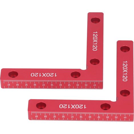 Lot de 2 équerres à angle droit en alliage d'aluminium anodisé, avec graduation transparente rouge à 90°, outil de positionnement pour garantir l'équilibre (1/5)