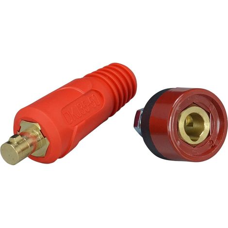 Câble pour Torche de Soudage TIG eu de Fiche et Prise pour Connecteur de Soudage DKJ35-50 & DKZ35-50 315A Connecteur Raccord Rapide style Dinse en Couleur Rouge 2 pièces (1/5)