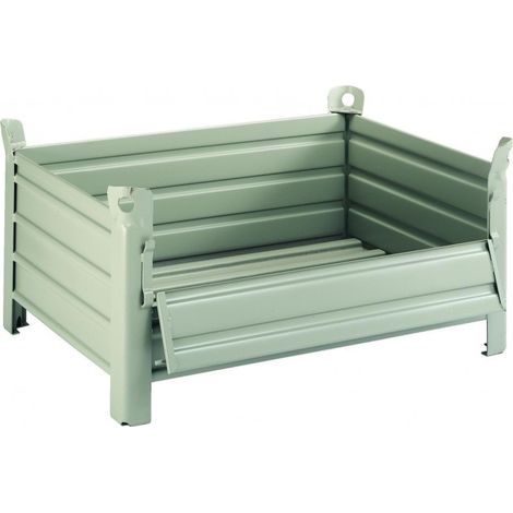 PROVOST - Conteneur tôlé Provost 1200 x 800 mm - Demi-porte rabattable en acier nervuré