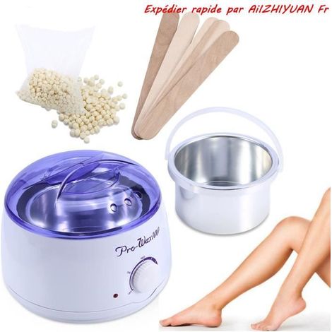 Appareil chauffe-cire chaude 500ml +100g grains de cire à épiler Crème +5 Spatulas professionnelles Électrique Portable (1/4)