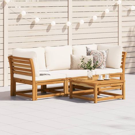 vidaXL 3-tlg. Garten-Lounge-Set mit Kissen Massivholz Akazie (1/5)