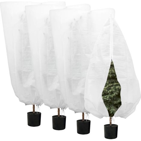Lot de 4 Voile Hivernage Plante 80 x 120 cm Housse Plante Cordon Serrage Fermeture Eclair Housse Hivernage Plante Réutilisable Gel (1/4)