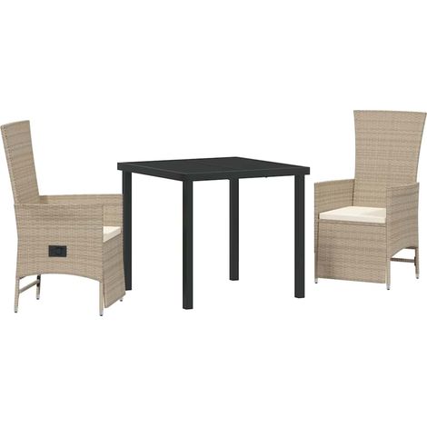 Ensemble de salle à manger pour jardin 3 pcs,Salon de jardin Beige polyrotin CFW59824 (1/5)